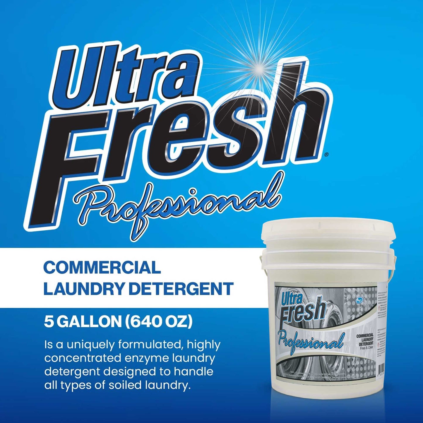 Ultra Fresh® Professional™ Commercial Laundry Detergent Free/Clear, Pump, 5 Gal