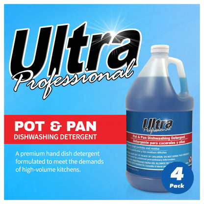 Ultra Professional™ 4 Pack 1 Gal Pots/Pans Dishwashing Detergent, Platinum, Blue