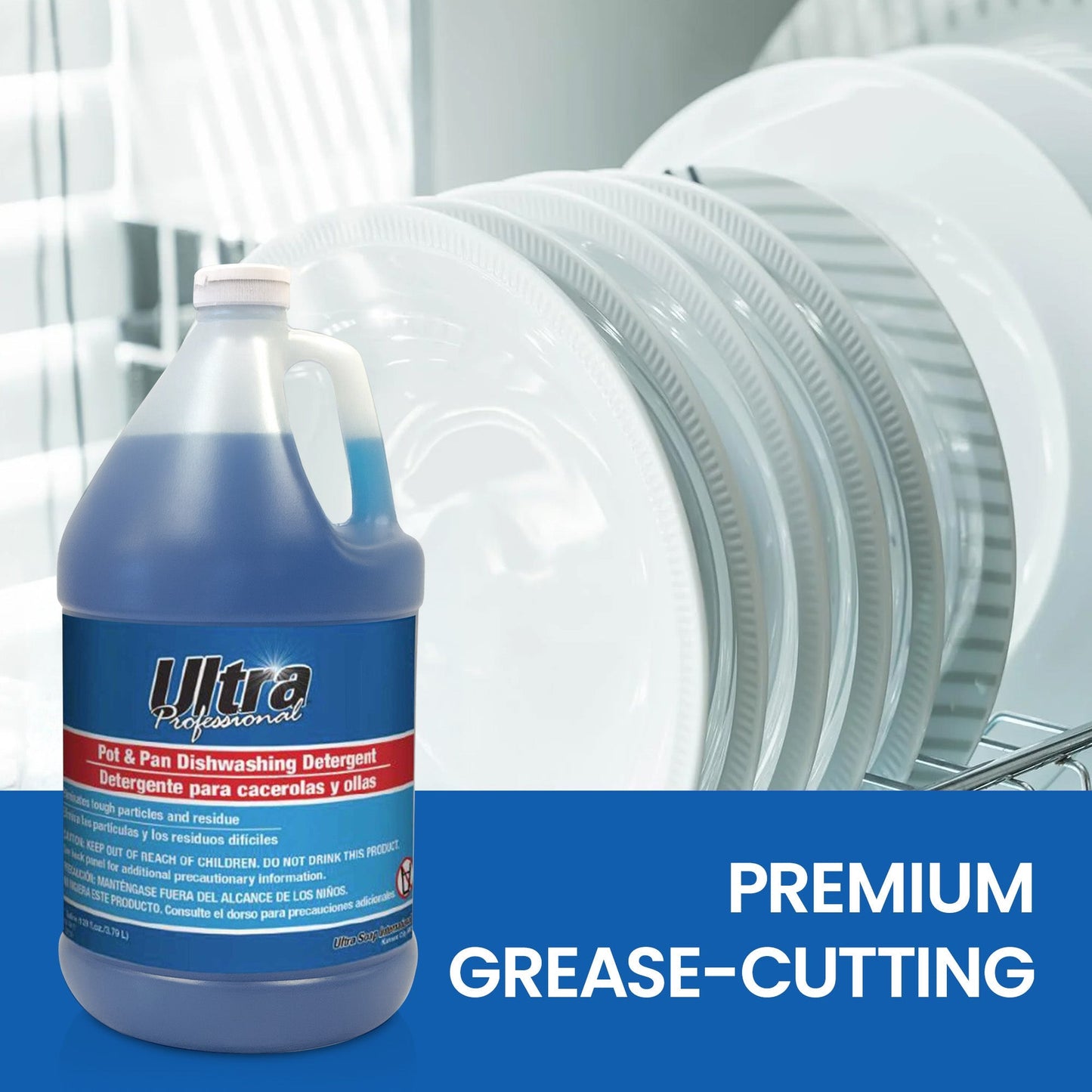 Ultra Professional™ 4 Pack 1 Gal Pots/Pans Dishwashing Detergent, Platinum, Blue