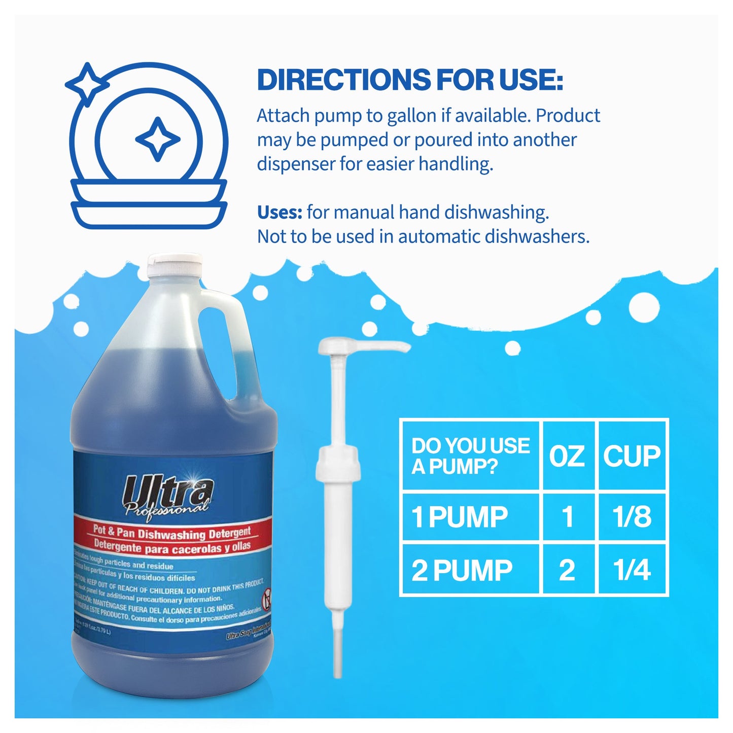 Ultra Professional™ 4 Pack 1 Gal Pots/Pans Dishwashing Detergent, Platinum, Blue