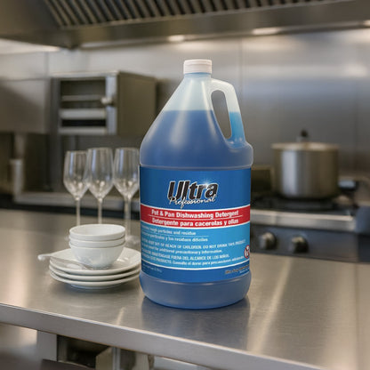 Ultra Professional™ 4 Pack 1 Gal Pots/Pans Dishwashing Detergent, Platinum, Blue