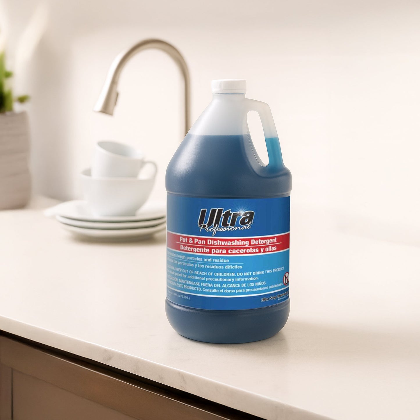 Ultra Professional™ 4 Pack 1 Gal Pots/Pans Dishwashing Detergent, Platinum, Blue