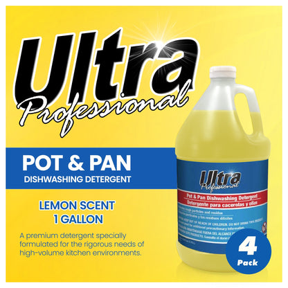 Ultra Professional™ 4 Pack 1 Gal Pots/Pans Dishwashing Detergent, Lemon, Yellow