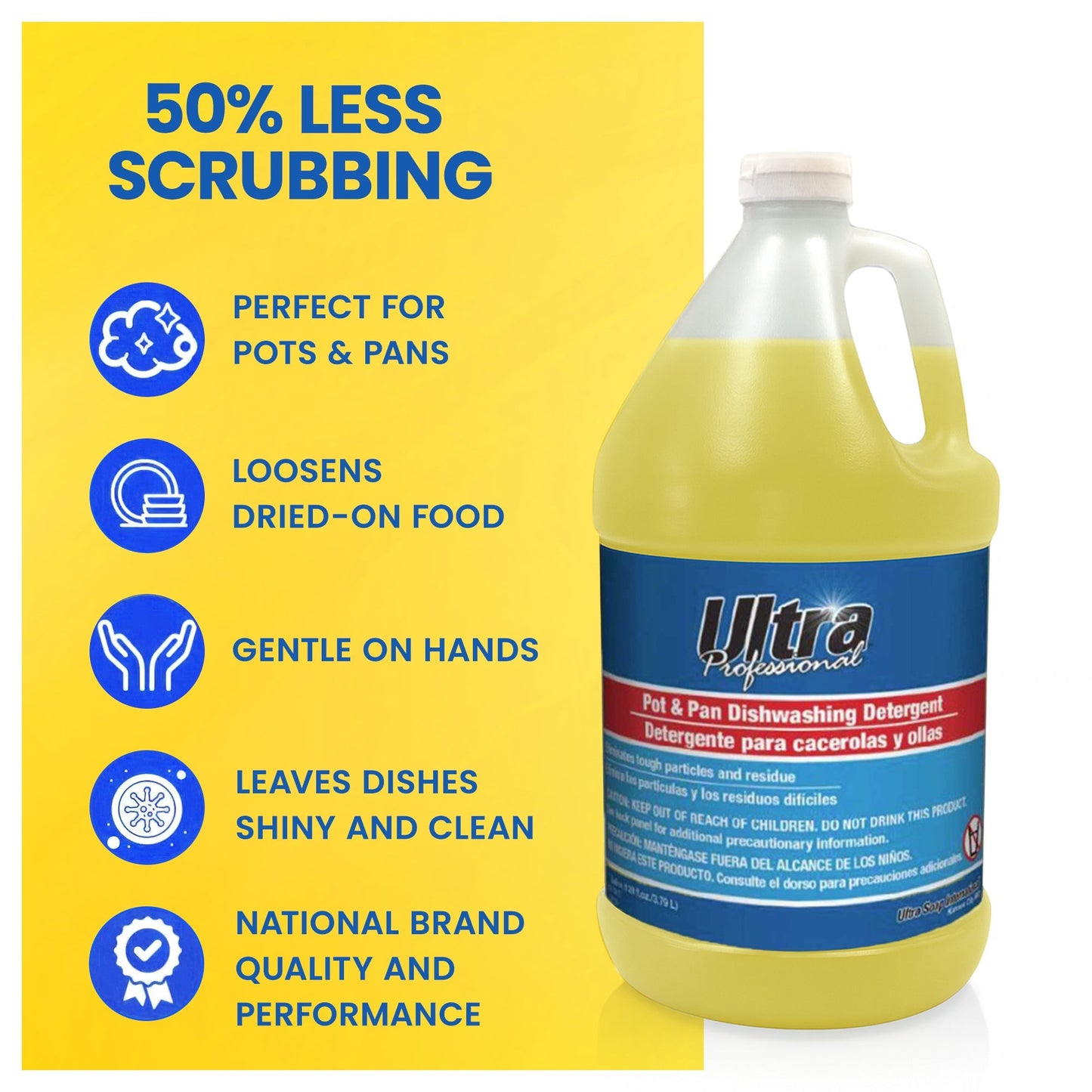 Ultra Professional™ 4 Pack 1 Gal Pots/Pans Dishwashing Detergent, Lemon, Yellow