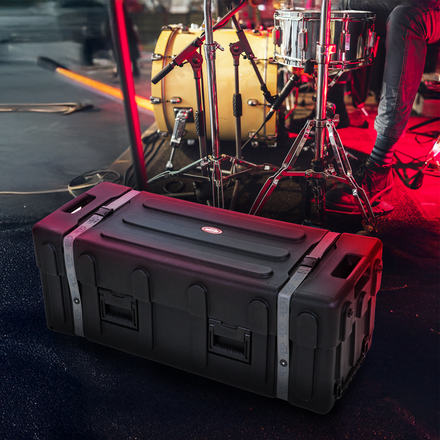 SKB Drum Hardware Case with Wheels, Durable Polyethylene Mobile Storage, Black