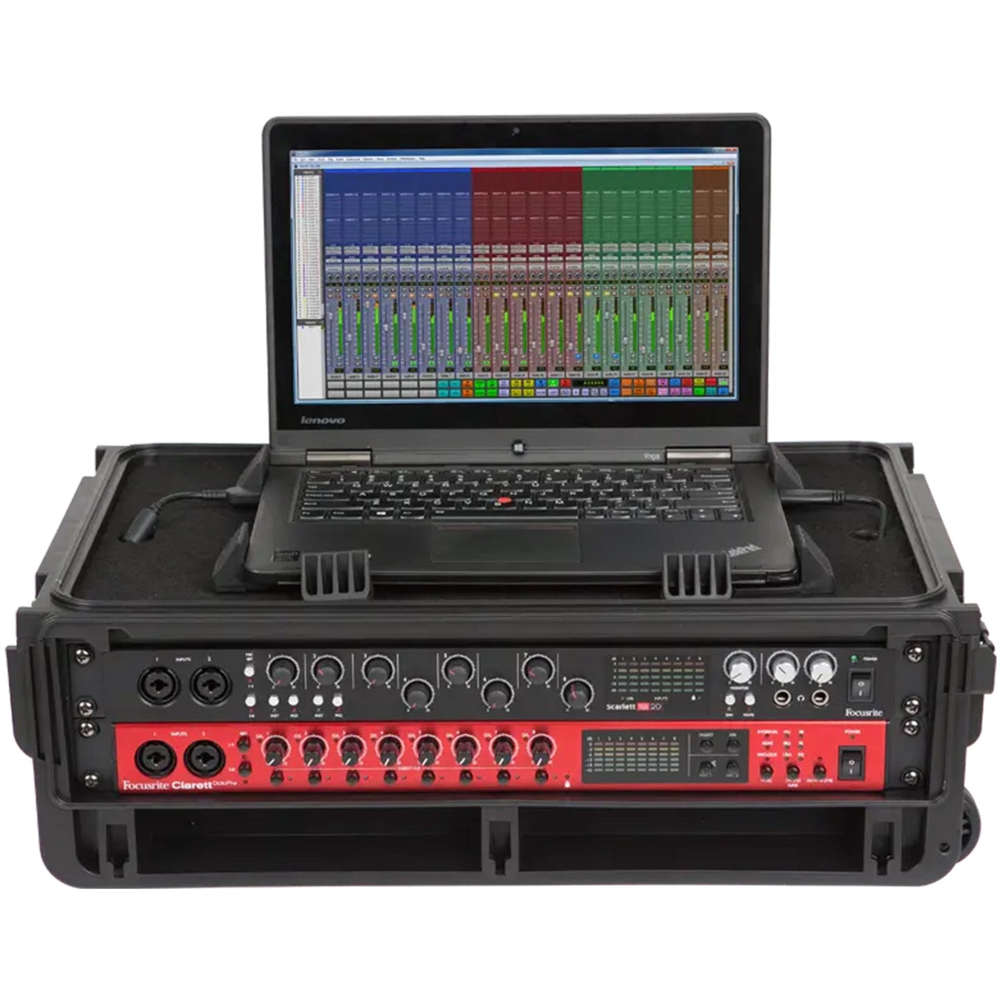 SKB 2U Studio Flyer Carry-on Rack Case with Laptop Surface, Waterproof, Black