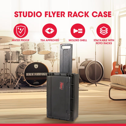 SKB 2U Studio Flyer Carry-on Rack Case with Laptop Surface, Waterproof, Black