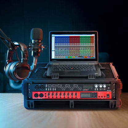 SKB 2U Studio Flyer Carry-on Rack Case with Laptop Surface, Waterproof, Black