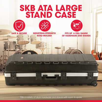 SKB ATA Large Stand Case, Wheels, Latches, Durable Equipment Transport, Black