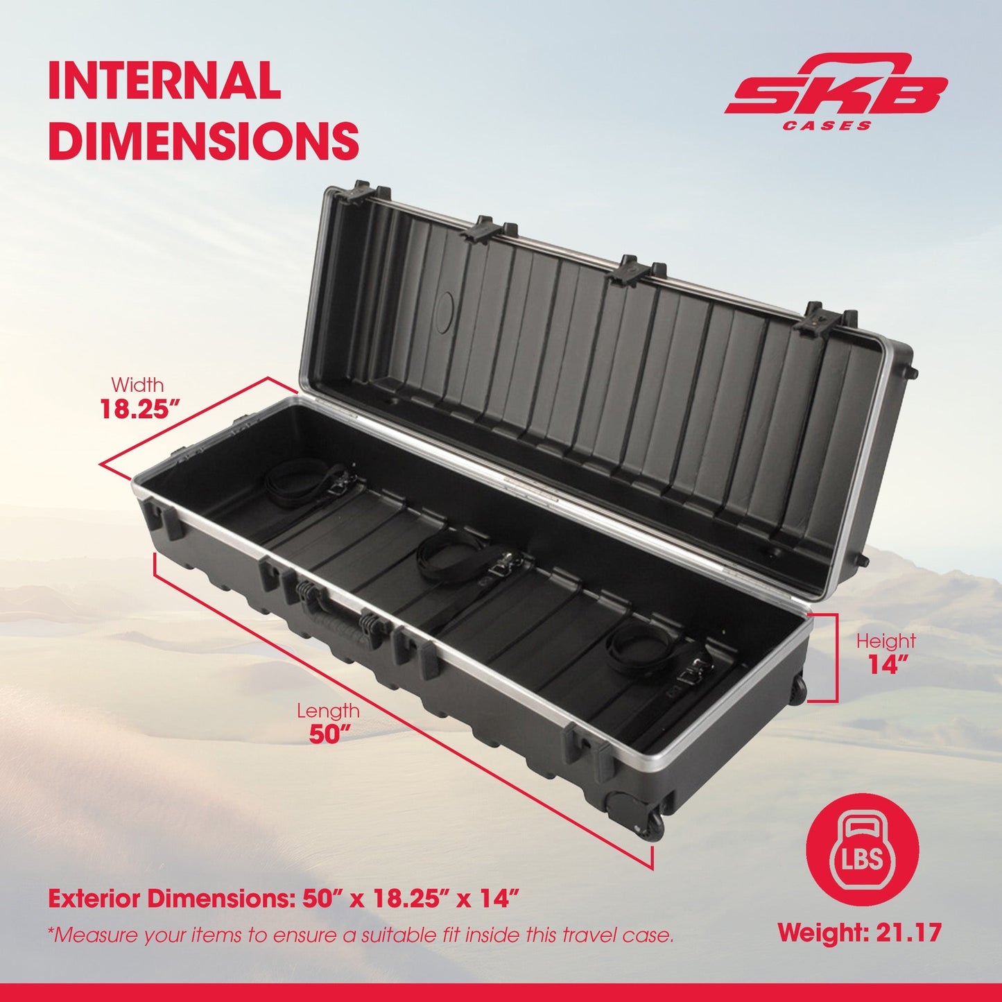 SKB ATA Large Stand Case, Wheels, Latches, Durable Equipment Transport, Black