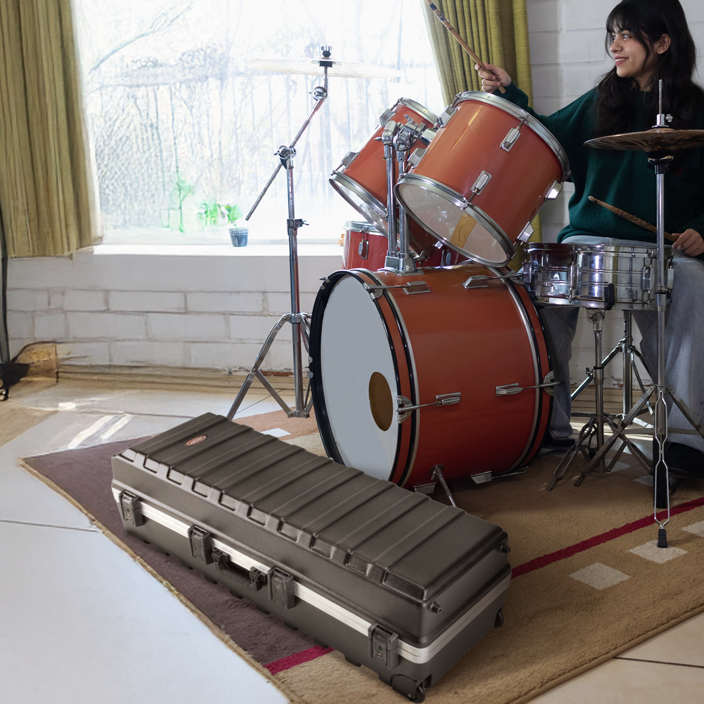 SKB ATA Large Stand Case, Wheels, Latches, Durable Equipment Transport, Black