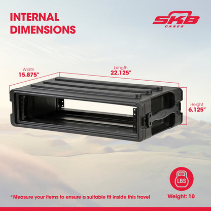 SKB 2U Shallow Roto Rack Case Gear Protector, Stackable, Waterproof, Black