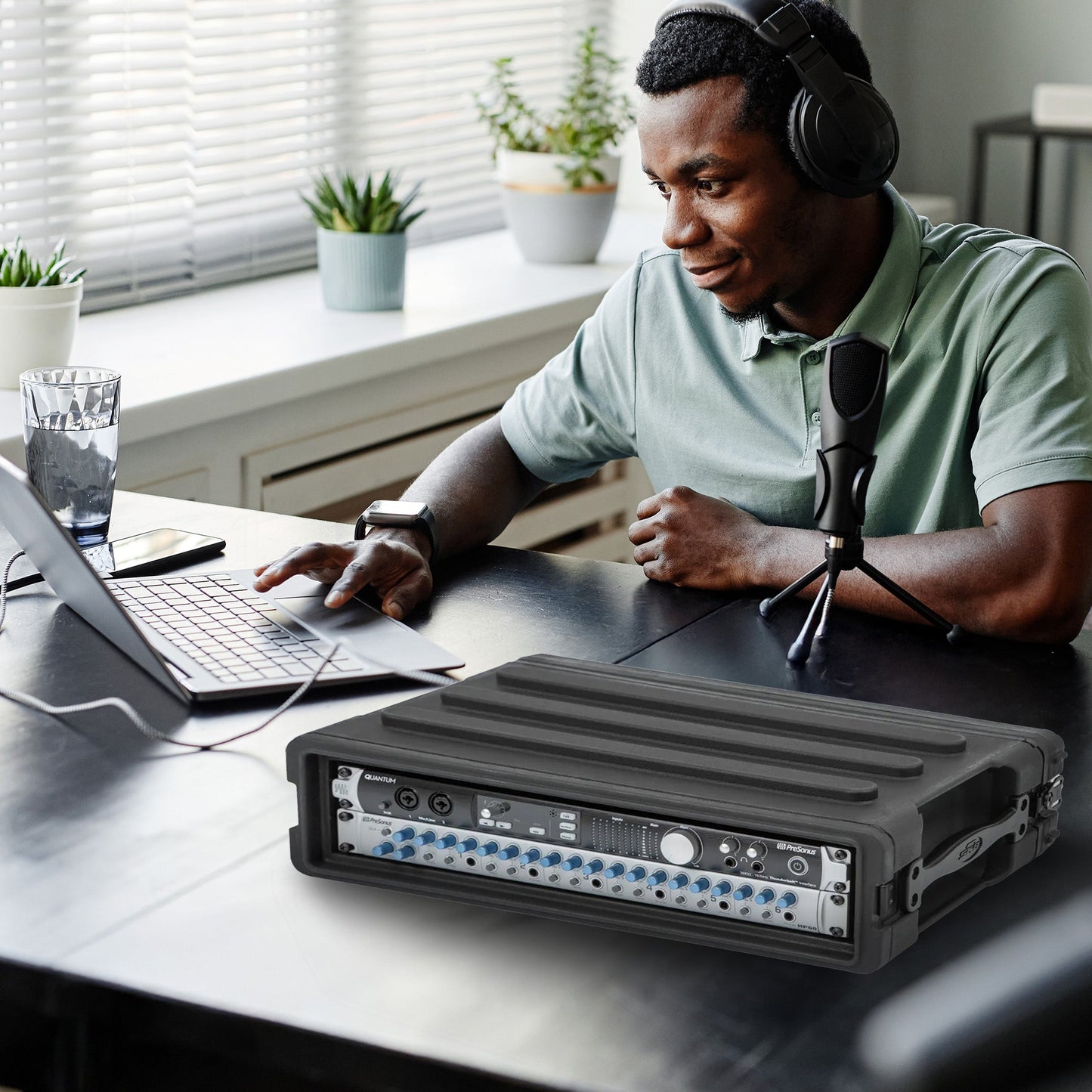 SKB 2U Shallow Roto Rack Case Gear Protector, Stackable, Waterproof, Black