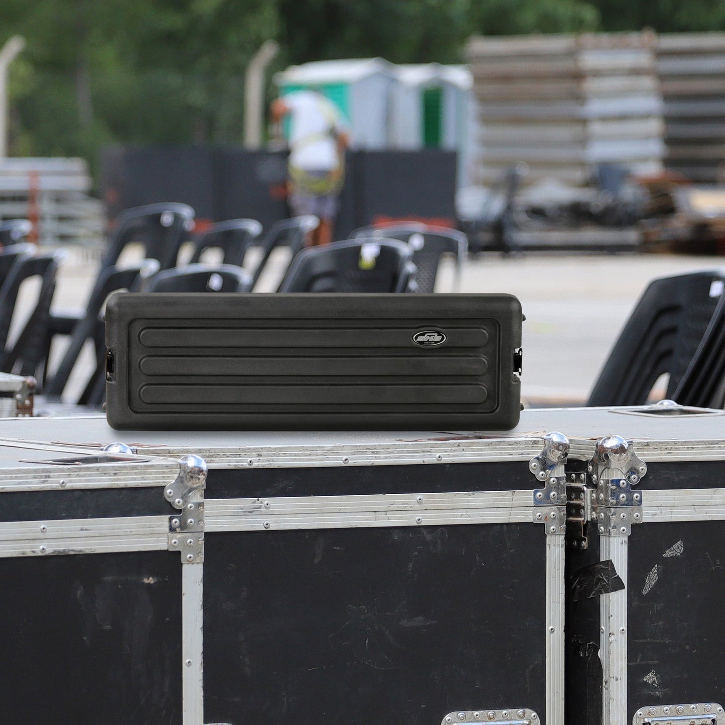 SKB 3U Shallow Roto Rack Case Gear Protector, Stackable, Waterproof, Black