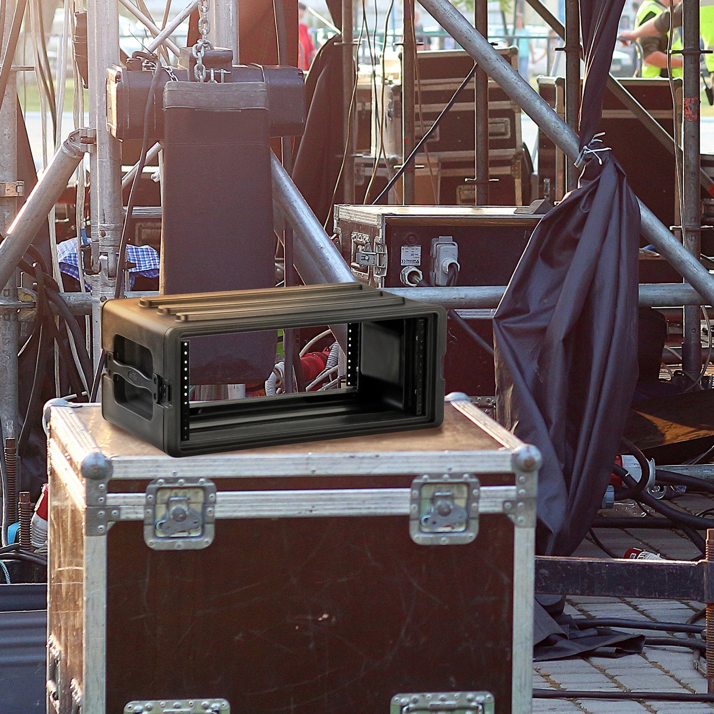 SKB 4U Shallow Roto Rack Case Gear Protector, Stackable, Waterproof, Black