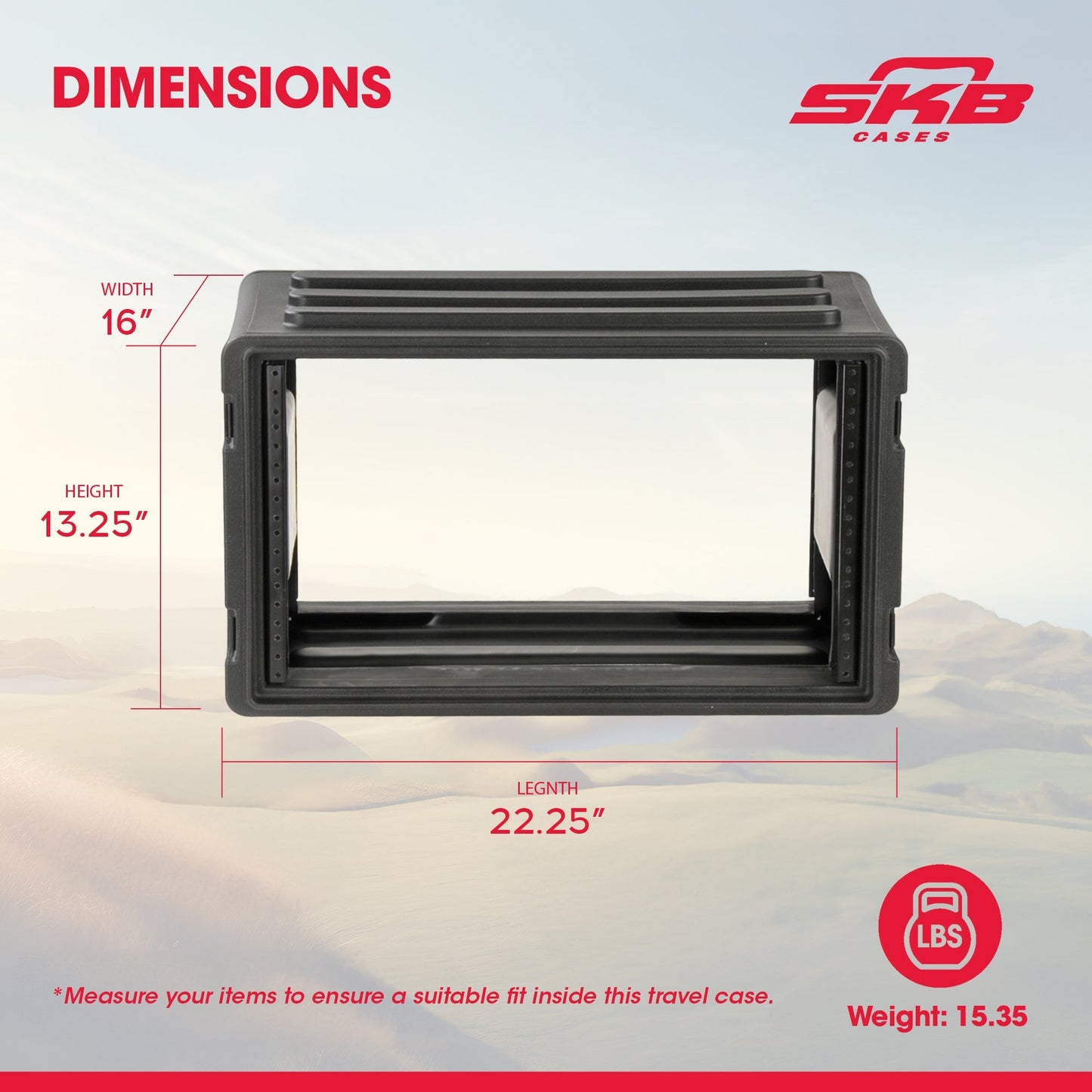 SKB 6U Shallow Roto Rack Case Gear Protector, Stackable, Waterproof, Black