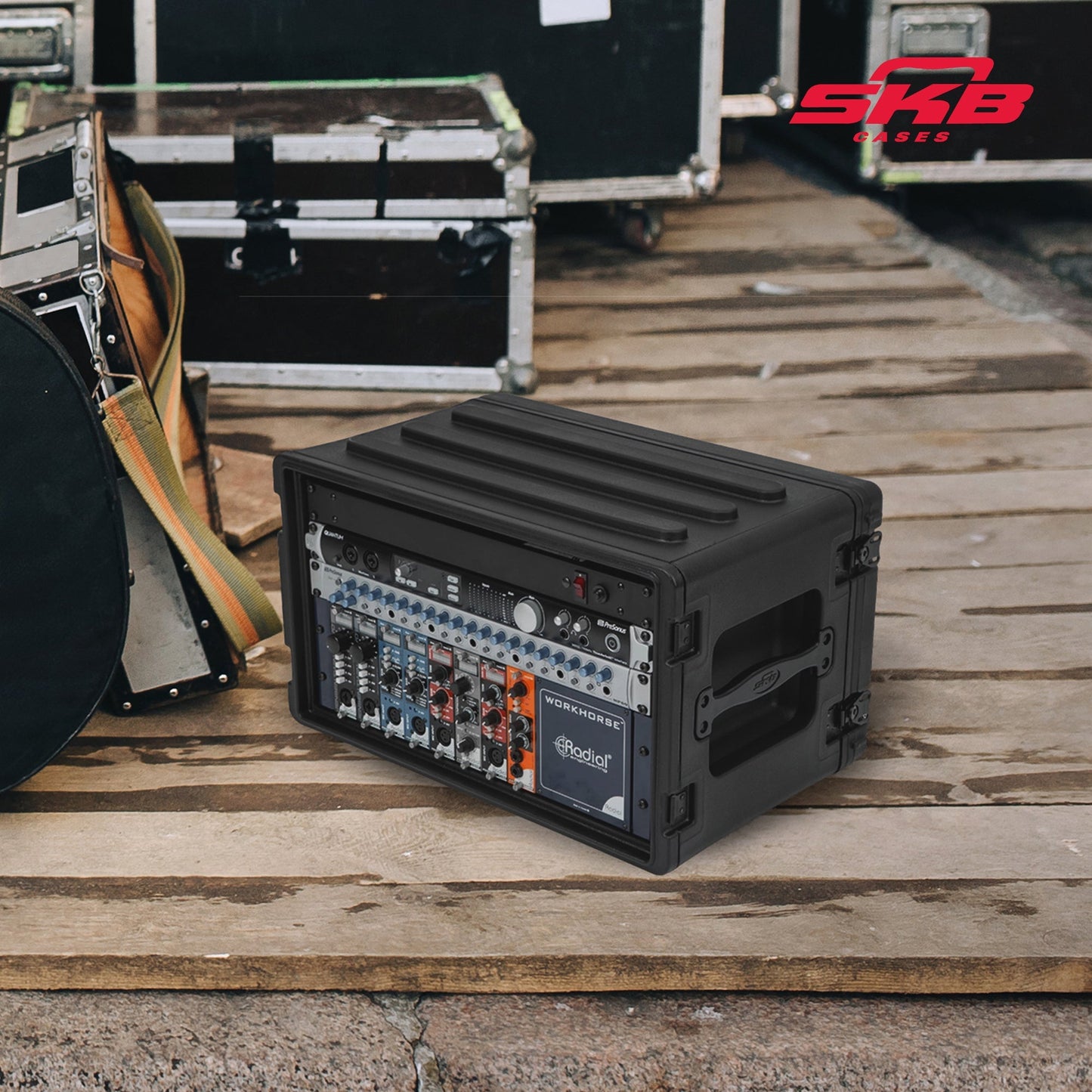 SKB 6U Shallow Roto Rack Case Gear Protector, Stackable, Waterproof, Black