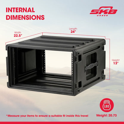 SKB 6U Roto Rack Case Polyethylene Gear Protector, Stackable, Waterproof, Black