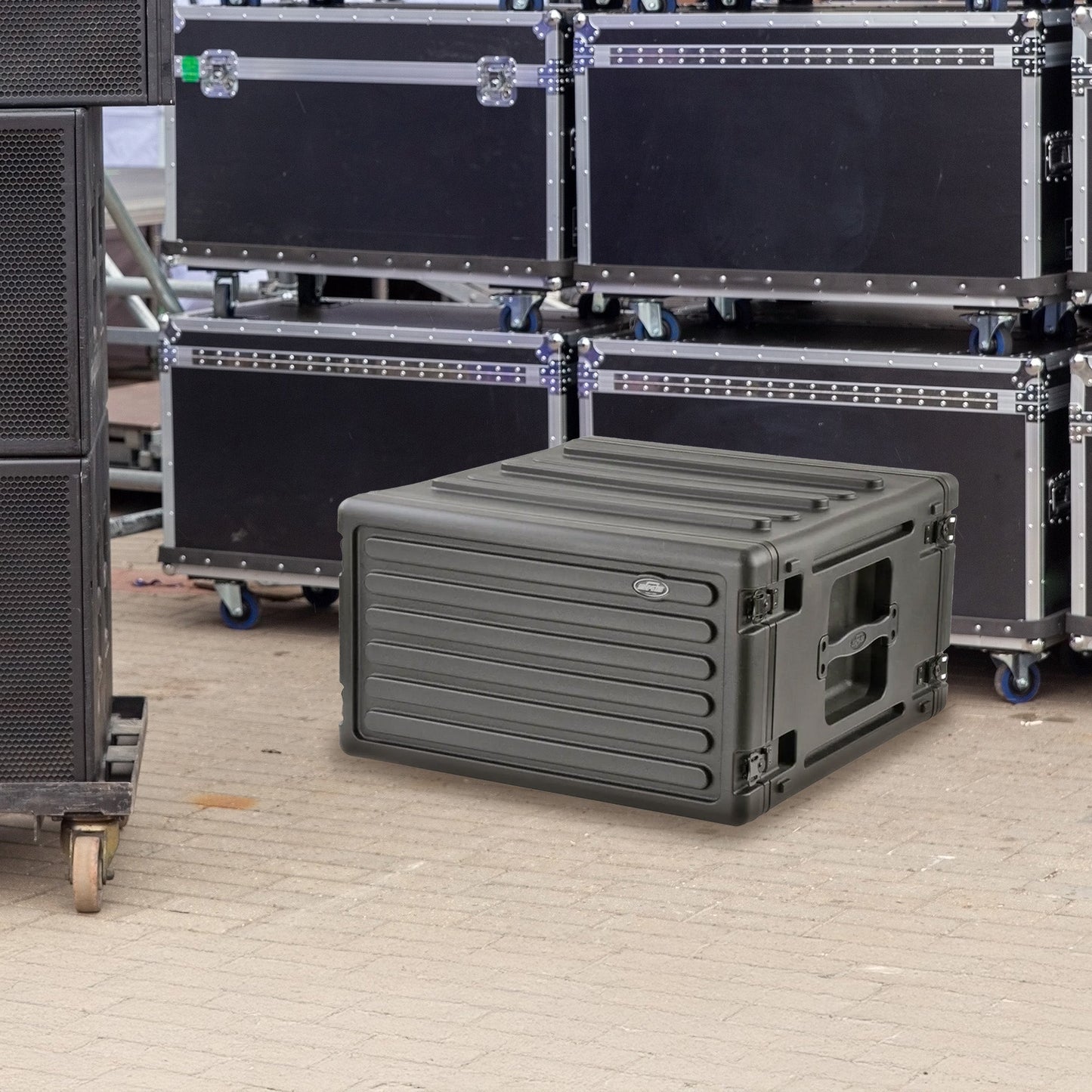 SKB 6U Roto Rack Case Polyethylene Gear Protector, Stackable, Waterproof, Black