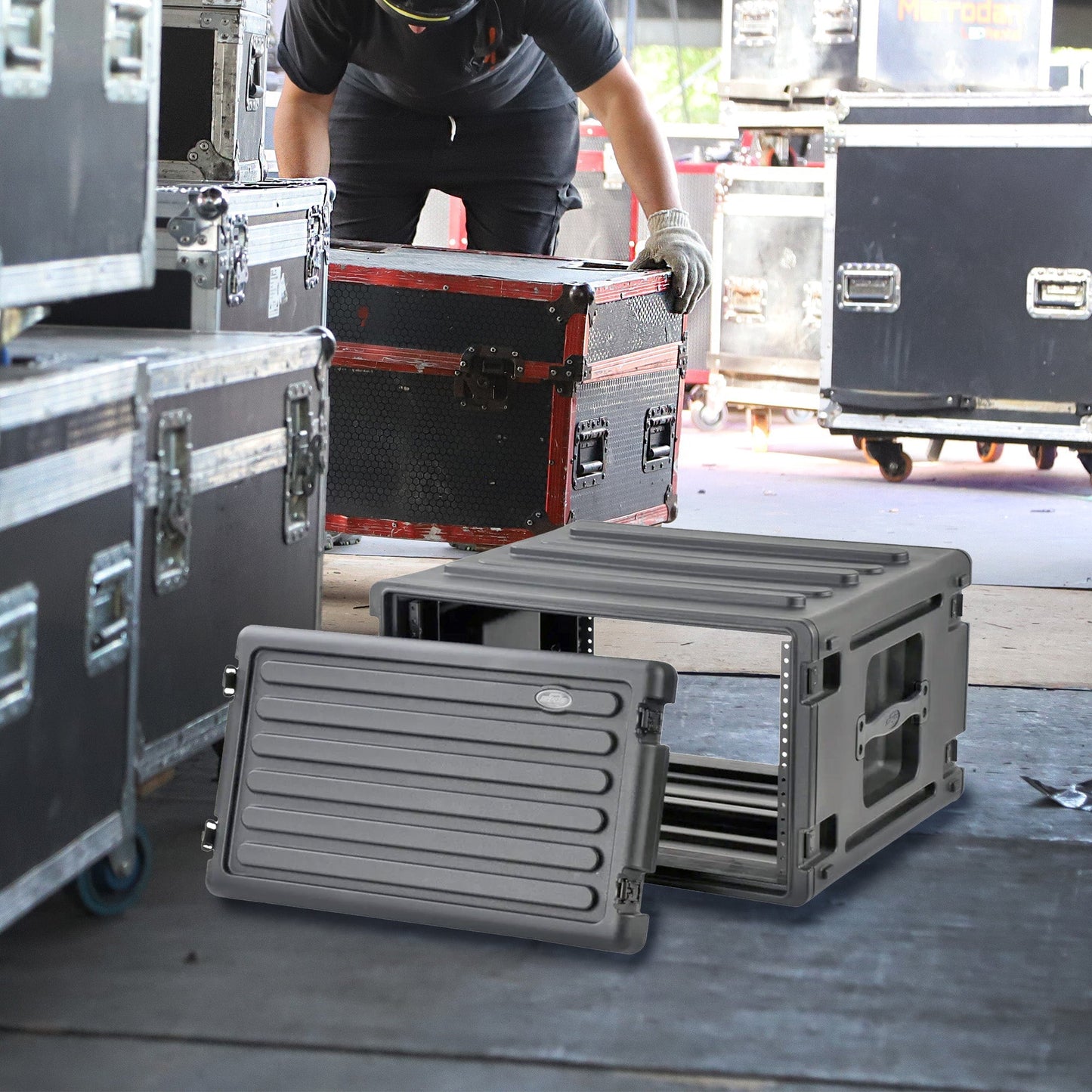 SKB 6U Roto Rack Case Polyethylene Gear Protector, Stackable, Waterproof, Black