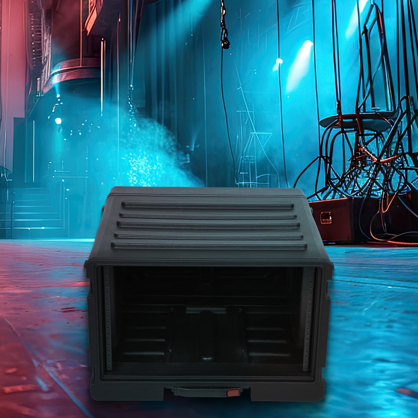 SKB 6U rSeries Rolling Rack with Integrated Back Wheels and 1-Touch Pull Handle