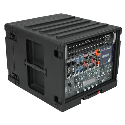 SKB 8U rSeries Rolling Rack with Integrated Back Wheels and 1-Touch Pull Handle