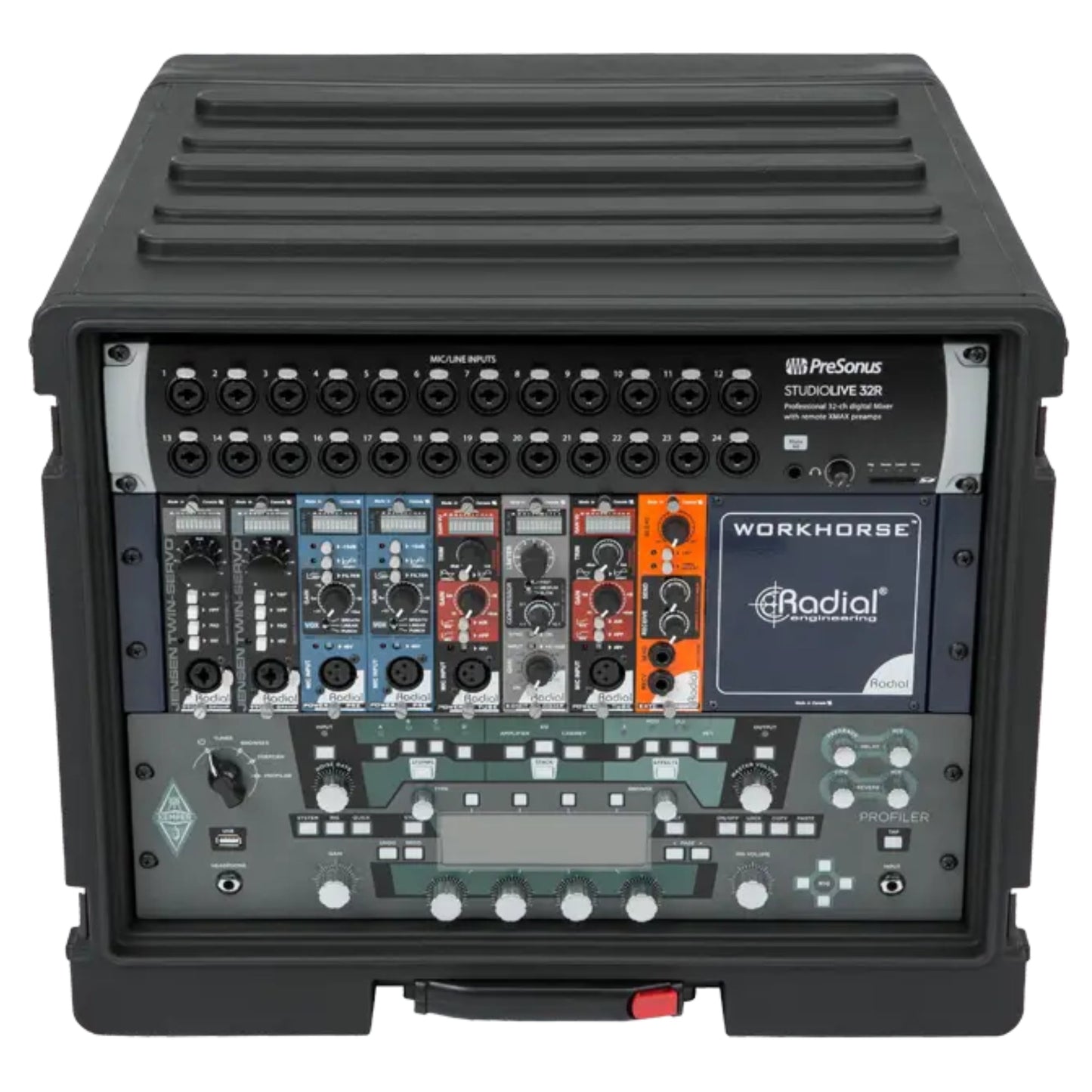 SKB 8U rSeries Rolling Rack with Integrated Back Wheels and 1-Touch Pull Handle