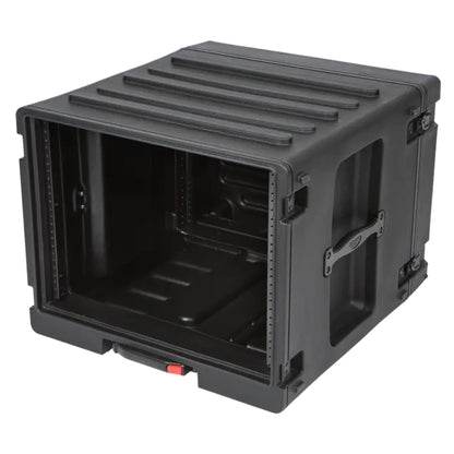 SKB 8U rSeries Rolling Rack with Integrated Back Wheels and 1-Touch Pull Handle