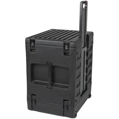 SKB 8U rSeries Rolling Rack with Integrated Back Wheels and 1-Touch Pull Handle