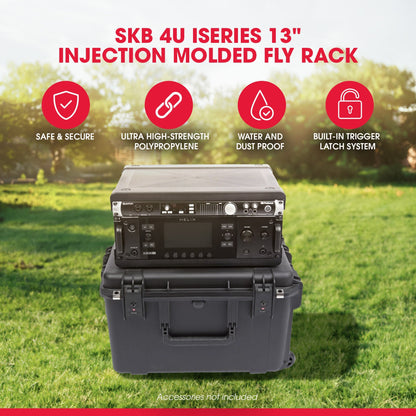 SKB 4U iSeries 13" Injection Molded Fly Rack with Built-In Wheels and Handle