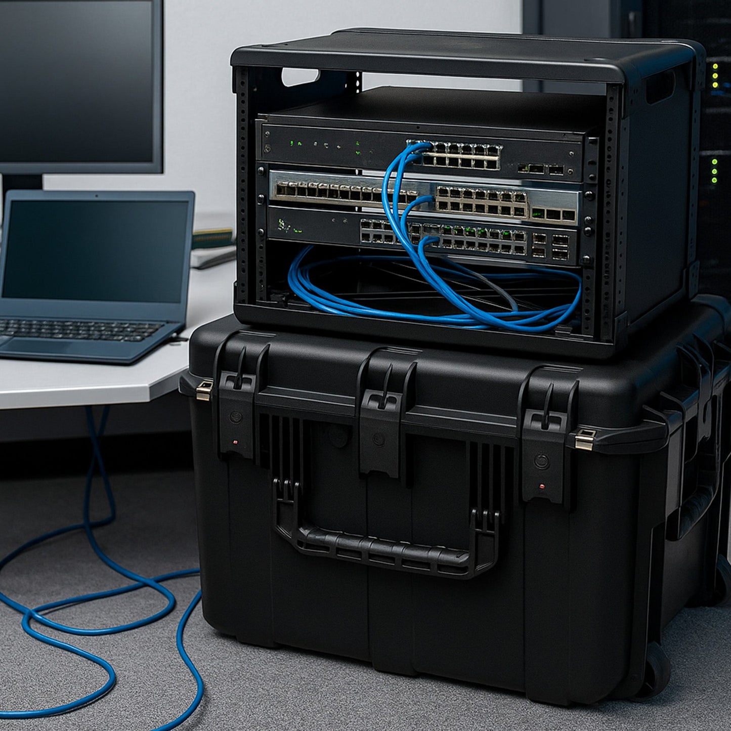 SKB 6U iSeries 13" Injection Molded Fly Rack with Built-In Wheels and Handle