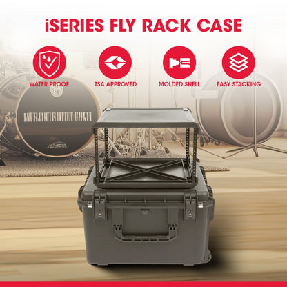 SKB iSeries 6U Fly Rack, Waterproof Polypropylene Hard Case for Storage, 20 Inch
