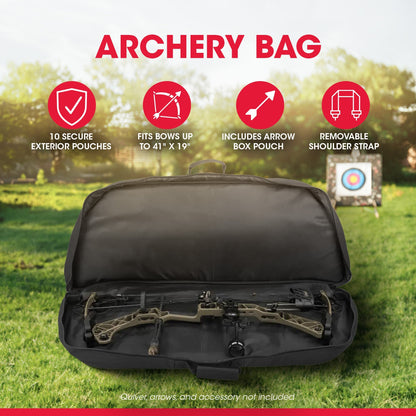 SKB Archery Bag Durable Case with 10 Accessory Pouches, Arrow Box, Double Zipper