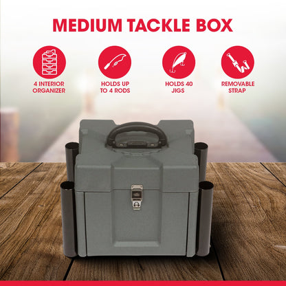 SKB Medium Tackle Box, 4 Drawers with Dividers and 2 Soft Exterior Pockets, Gray