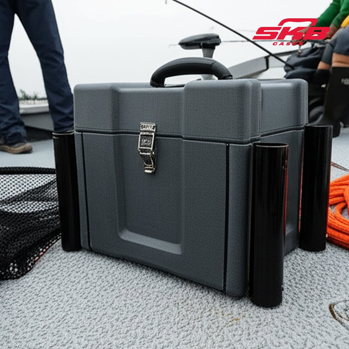 SKB Medium Tackle Box, 4 Drawers with Dividers and 2 Soft Exterior Pockets, Gray