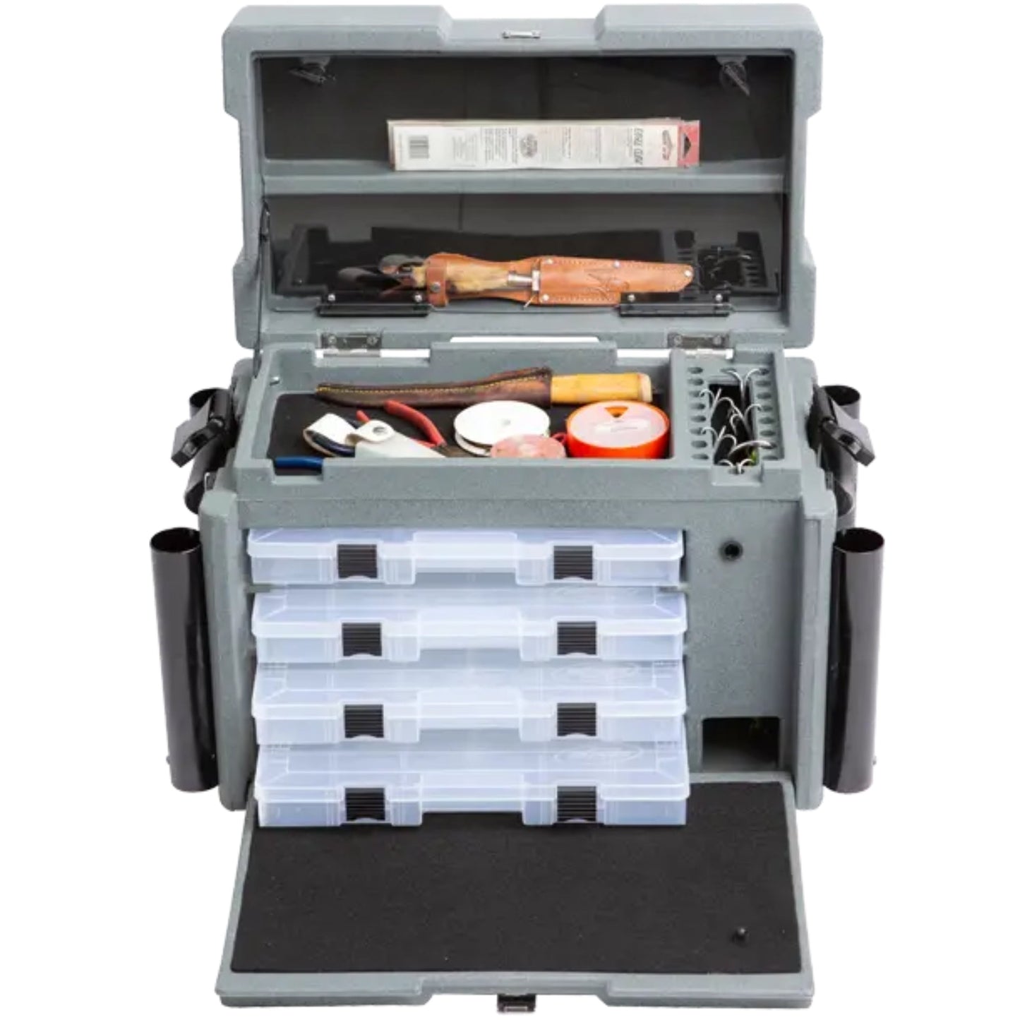 SKB Large Tackle Box, 4 Drawers with Dividers and 2 Soft Exterior Pockets, Gray