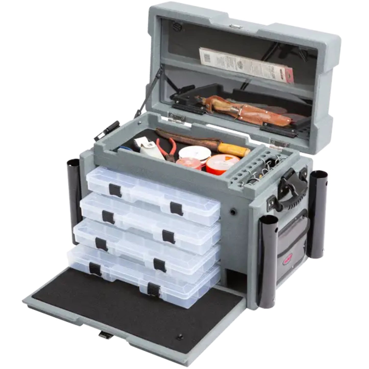 SKB Large Tackle Box, 4 Drawers with Dividers and 2 Soft Exterior Pockets, Gray
