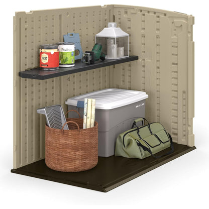 Suncast Horizontal Shed Shelf Kit Space Saving Wall Mount Outdoor Storage, Black