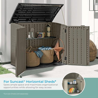 Suncast Horizontal Shed Shelf Kit Space Saving Wall Mount Outdoor Storage, Black