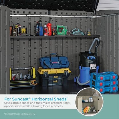 Suncast Horizontal/XL Vertical Shed Shelf Kit Wall Mount Outdoor Storage, Black