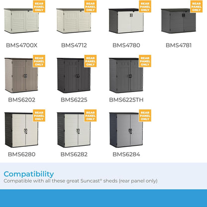 Suncast Horizontal/XL Vertical Shed Shelf Kit Wall Mount Outdoor Storage, Black