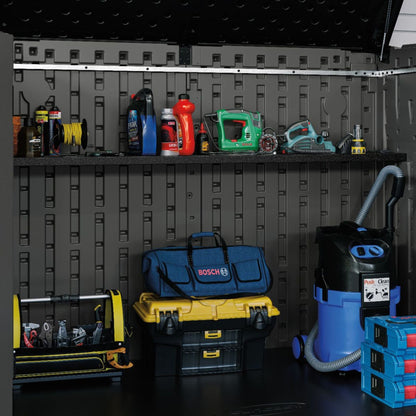 Suncast Horizontal/XL Vertical Shed Shelf Kit Wall Mount Outdoor Storage, Black