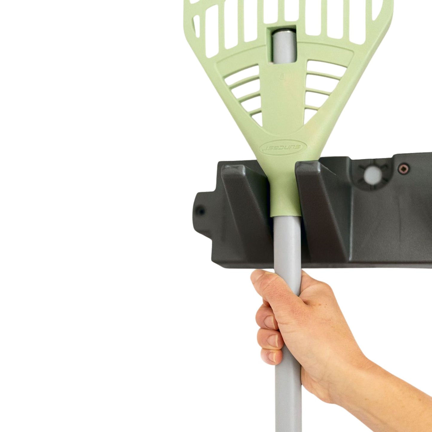 Suncast Long Handle Garage Wall Tool Organizer, Resin Storage Hanger Rack, Black