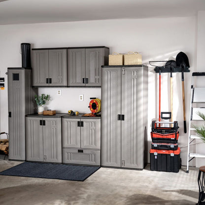 Suncast Long Handle Garage Wall Tool Organizer, Resin Storage Hanger Rack, Black