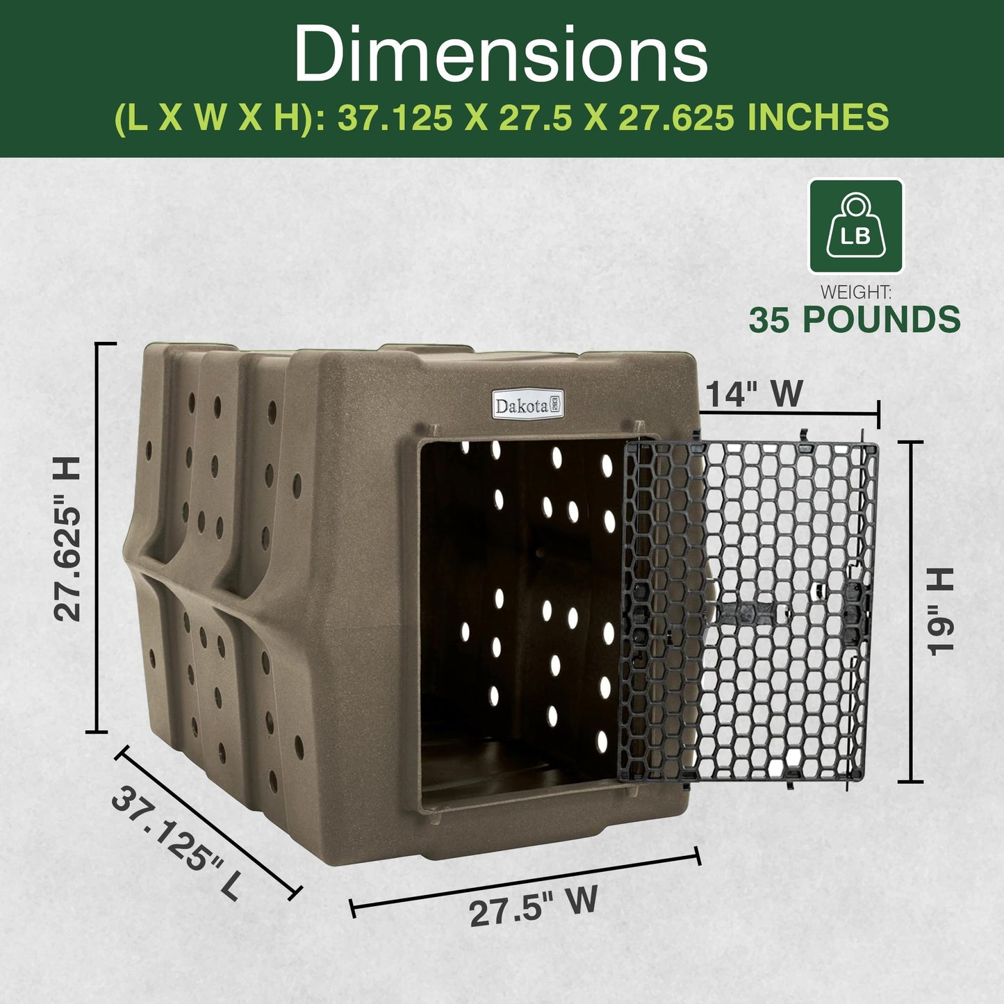 Dakota 283 Canine Rough and Tough Economy Pet Kennel, Large, Coyote Granite