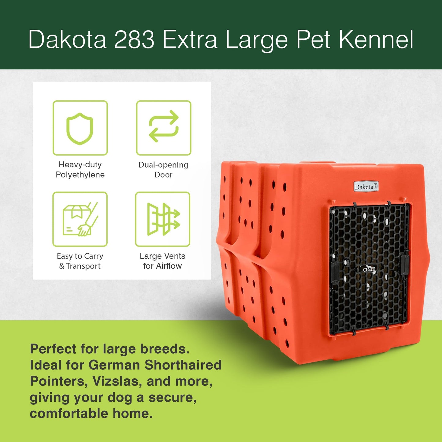 Dakota 283 Canine Rough and Tough Economy Kennel, Pet Crate, X-Large, Orange