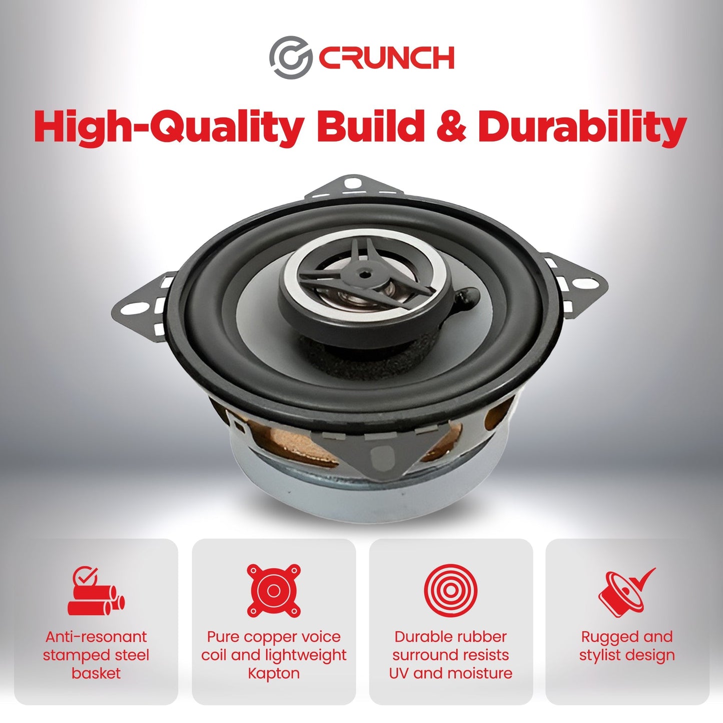 Crunch 4 Inch Coaxial Speaker Set, Full-Range Audio Upgrade for Vehicle Stereo - Find Fresh Goods