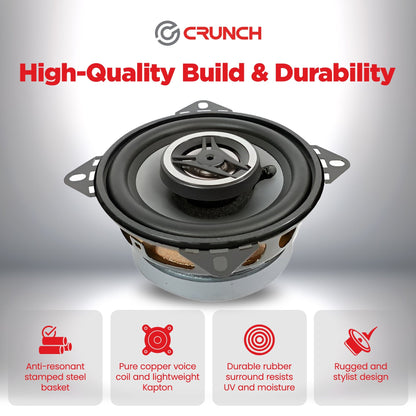 Crunch 4 Inch Coaxial Speaker Set, Full-Range Audio Upgrade for Vehicle Stereo - Find Fresh Goods