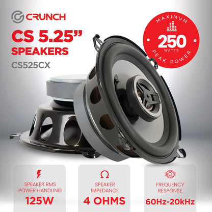 Crunch 5.25" Coaxial Speaker Set, Full-Range Audio Upgrade for Vehicle Stereo - Find Fresh Goods