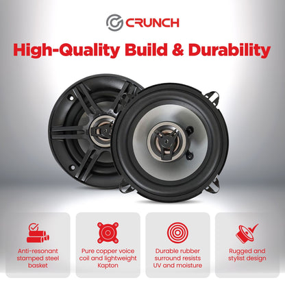 Crunch 5.25" Coaxial Speaker Set, Full-Range Audio Upgrade for Vehicle Stereo - Find Fresh Goods